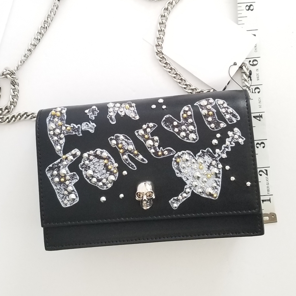 Alexander McQueen Skull Leather Stud Embellished Chain Crossbody Black - Picture 12 of 12